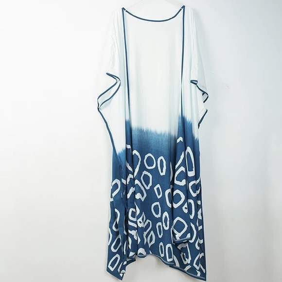 Miami Beach Light Cotton Tie Dye Kimono CoverUp, Boho Summer Long Duster - Picture 4 of 5